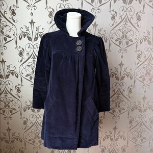 MARC by Marc Jacobs Navy Corduroy Swing Coat XS Funnel Collar Lined Jacket